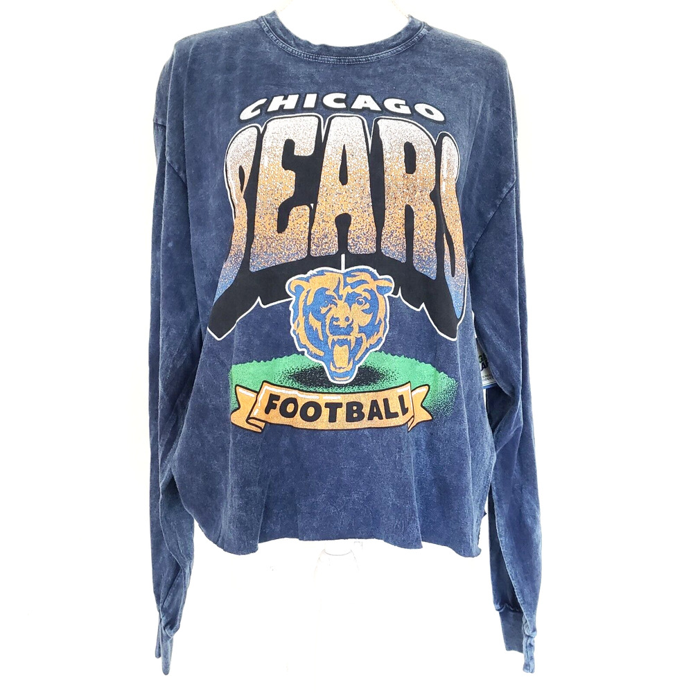 NEW!! Vintage Tubular SIZE XL Women Chicago Bears NFL Crop Long Sleeve Shirt Top